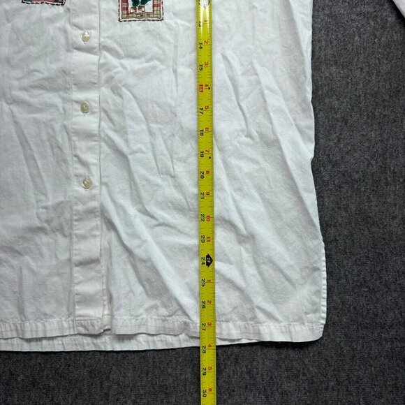 JacJac Vintage Womens Embroidered Cottage Button Up Shirt Size L? White Cotton - Picture 14 of 15